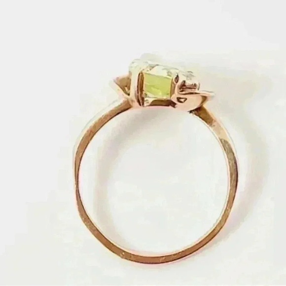 Vintage 10k Gold Cocktail Ring oval cut Spinel green quartz ring size 5.75 - Picture 4 of 6